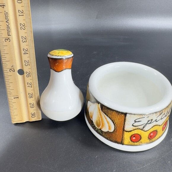 JOIE MSC International Garlic Mortar and Pestle Ceramic Grinder Herbs Spices - Picture 3 of 12